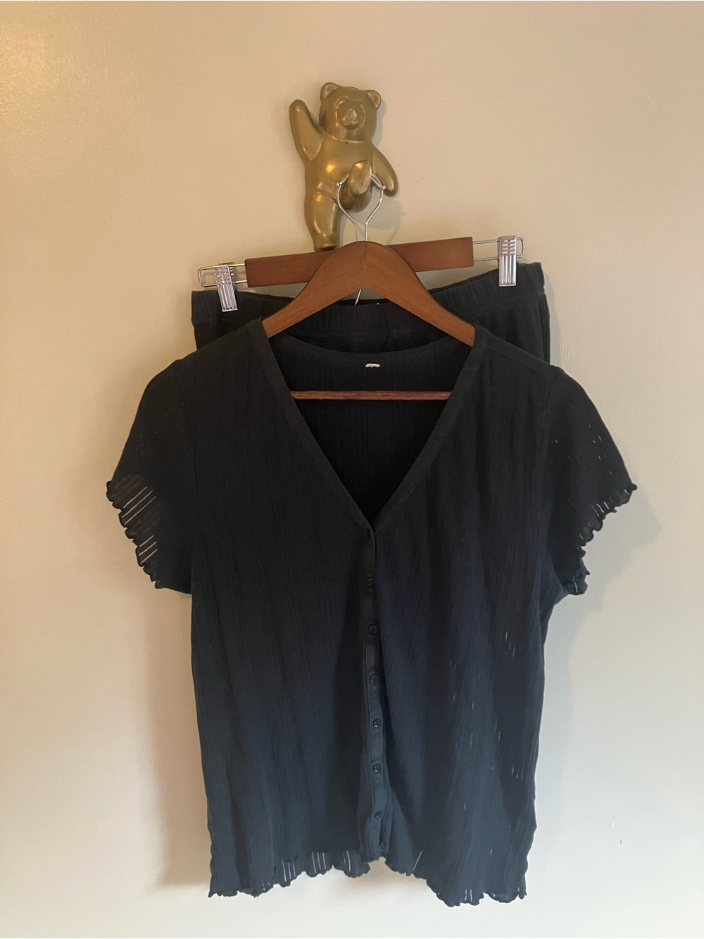 Pact Organic Cotton Black Pointelle Women's Sleep Set Size Large